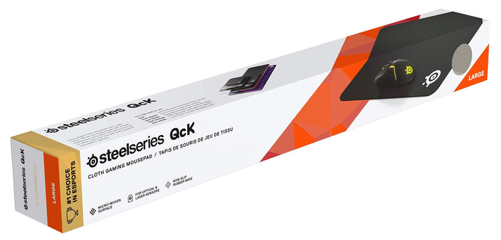SteelSeries QcK+ Gaming Mouse Pad - Large 450mm x 400mm - Non-Slip Rubber Base - Black