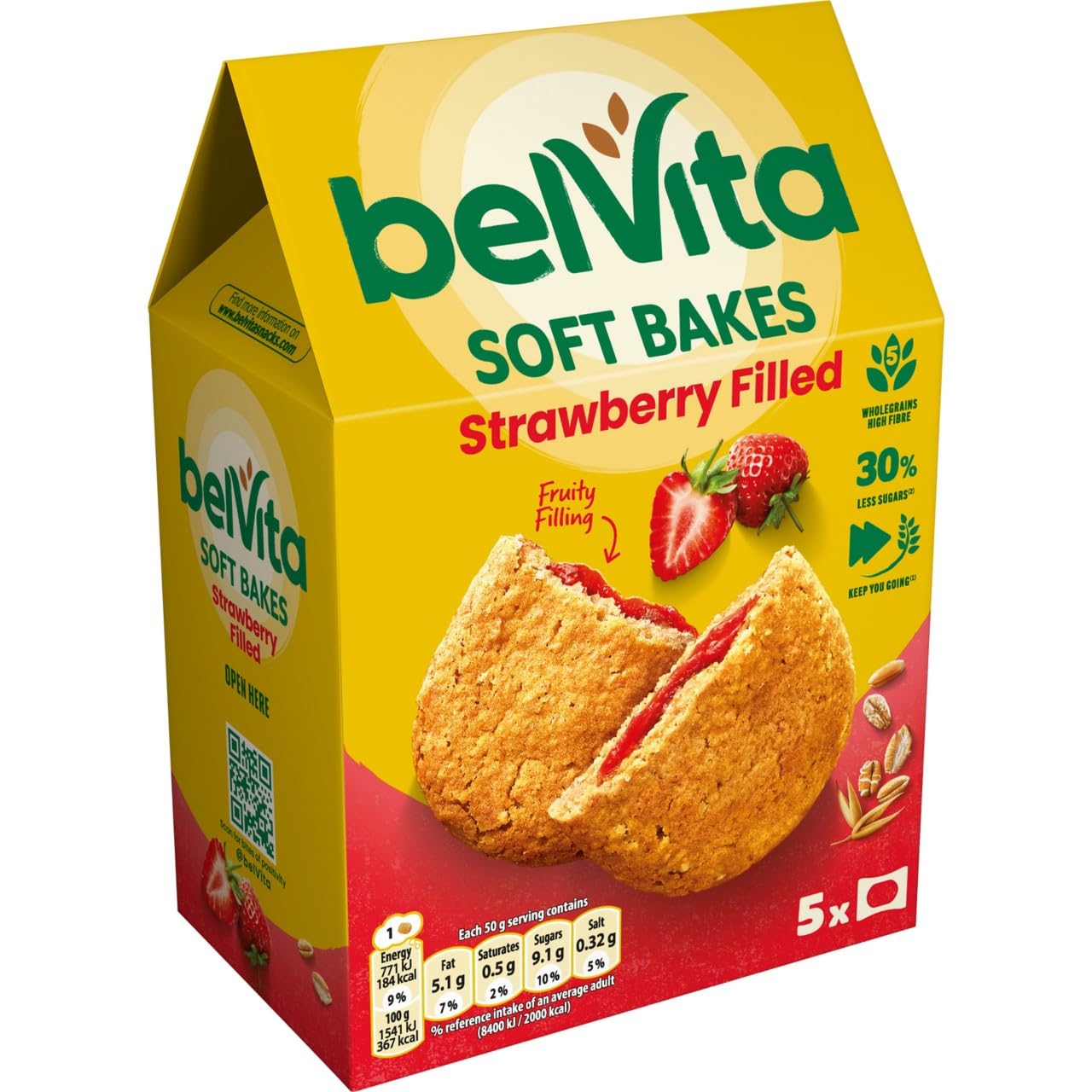Belvita Soft Bakes Breakfast Biscuits - Strawberry Filled | Pack of 5 (250g) 3