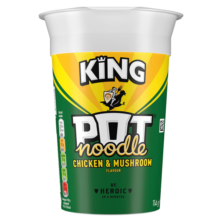 Pot Noodle King Chicken & Mushroom Instant Noodle Snack 114g