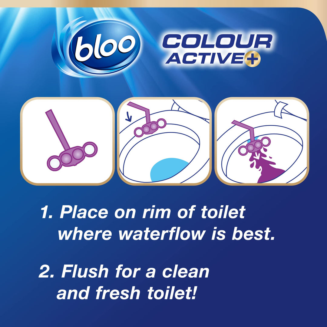Bloo Colour Active+ Lavender Toilet Rim Block (50g) - Anti-Limescale, Long-Lasting Freshness with Every Flush