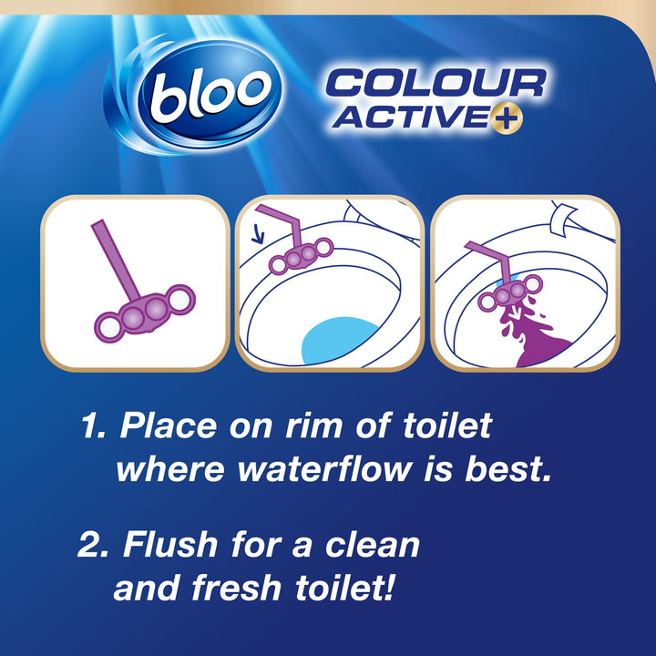 Bloo Colour Active+ Lavender Toilet Rim Block (50g) - Anti-Limescale, Long-Lasting Freshness with Every Flush