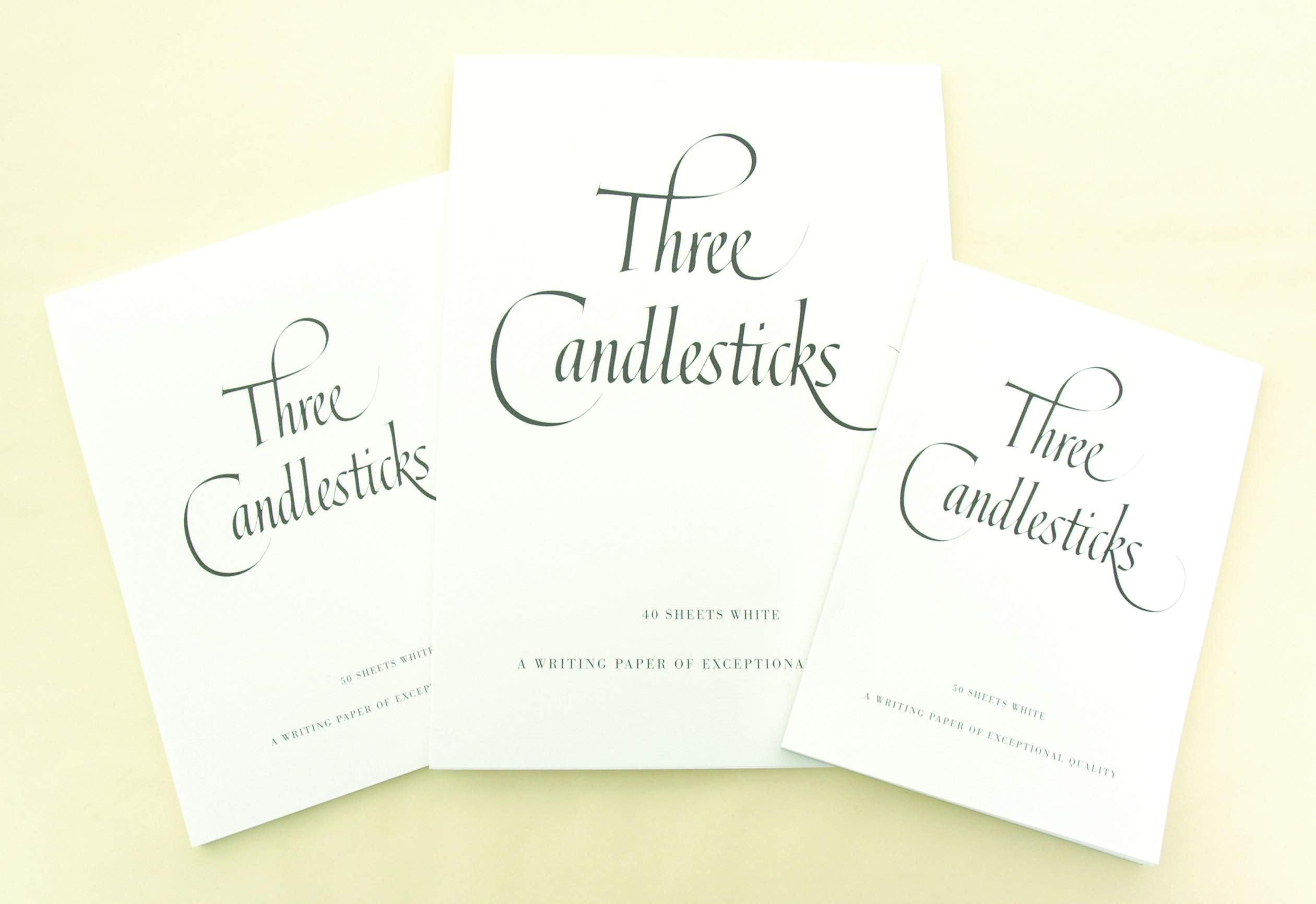 THREE CANDLESTICKS Luxury Writing Paper - A5 White Pad, 50 Sheets | Translucent Finish