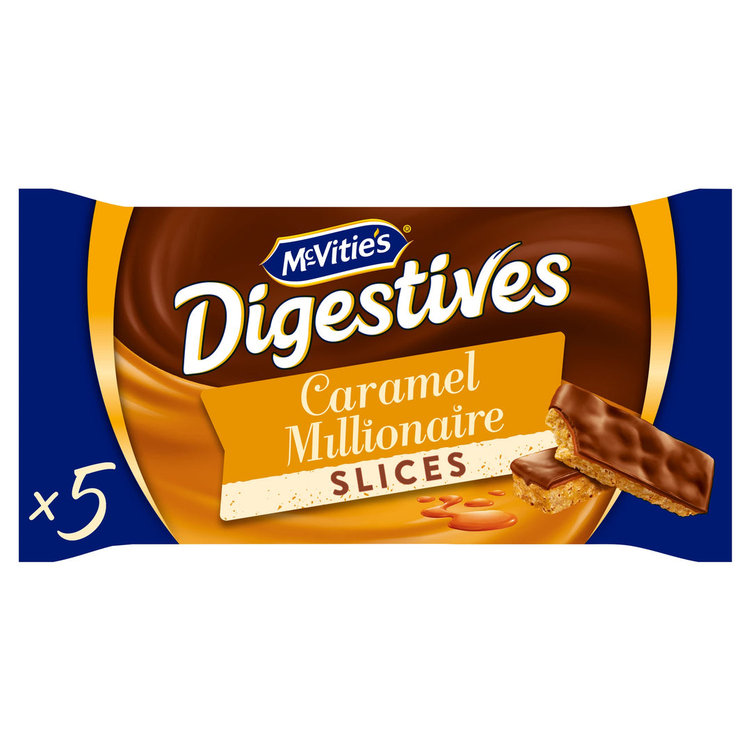 McVitie's Digestive Caramel Millionaire Individually Wrapped Slices, 5 Pack