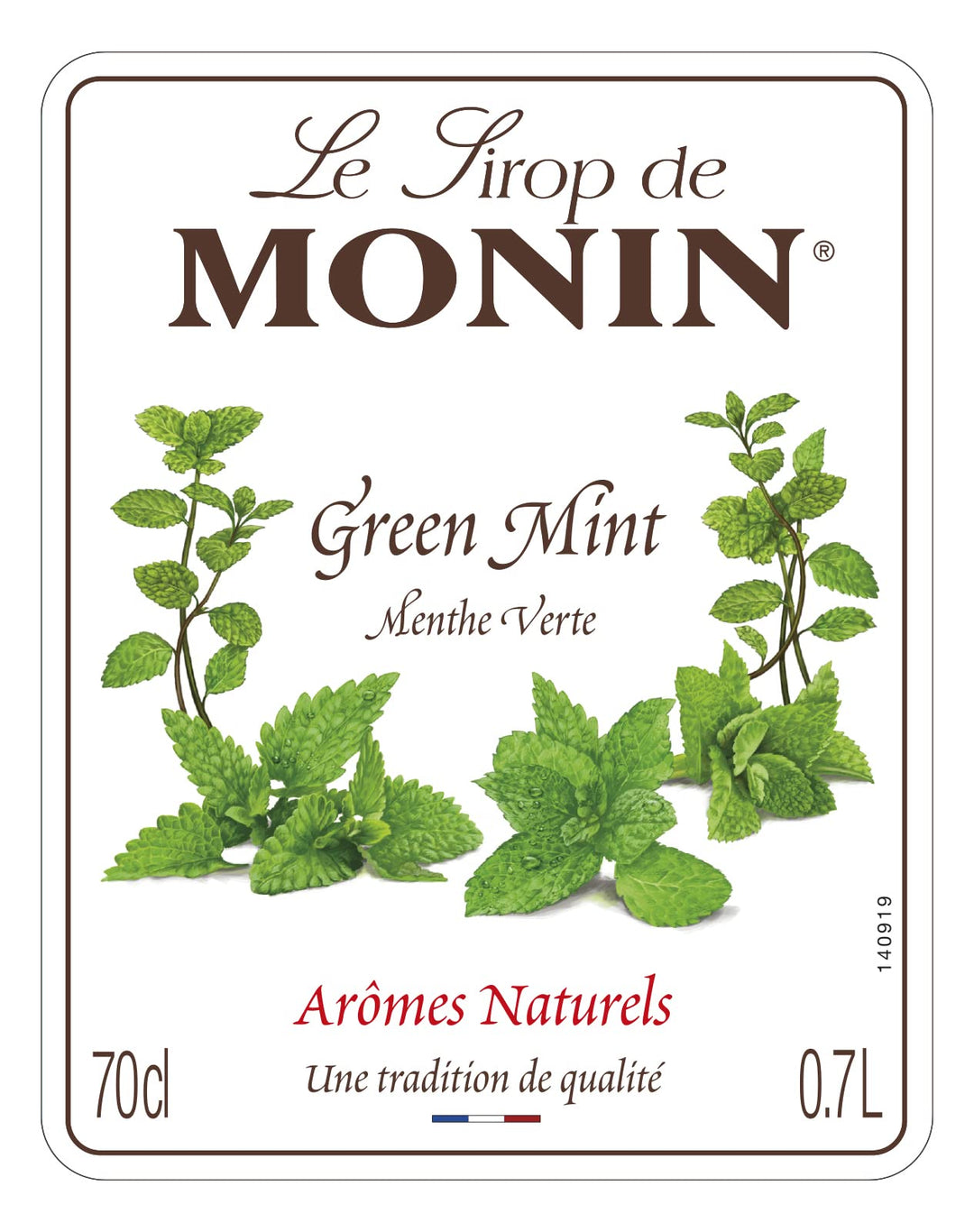 MONIN Green Mint Syrup 700ml - Vegan, Allergen-Free, Natural Flavouring for Cocktails, Mocktails & Drinks