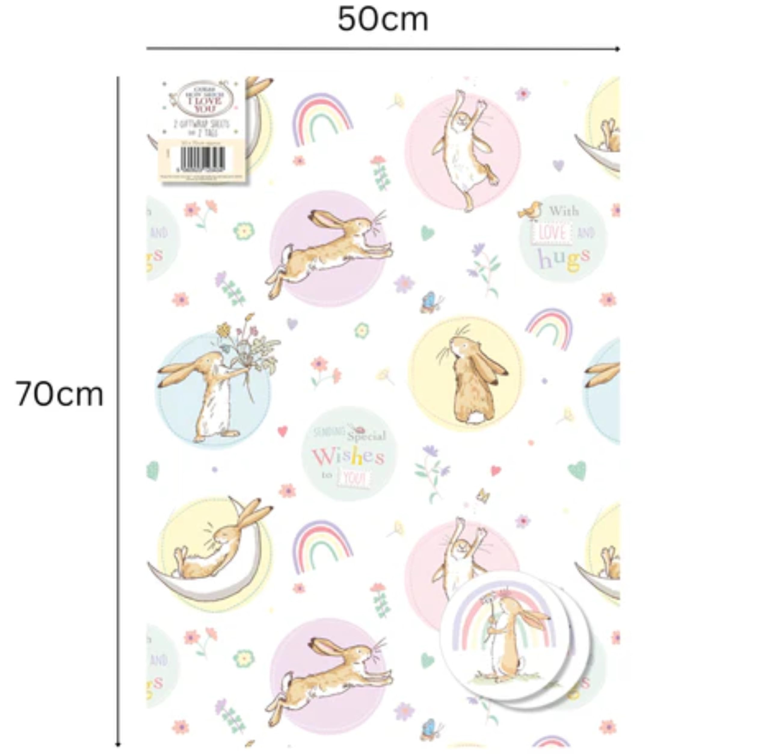 Guess How Much I Love You - Bunny Theme Gift Wrapping Paper with Tags | 2 Sheets 3