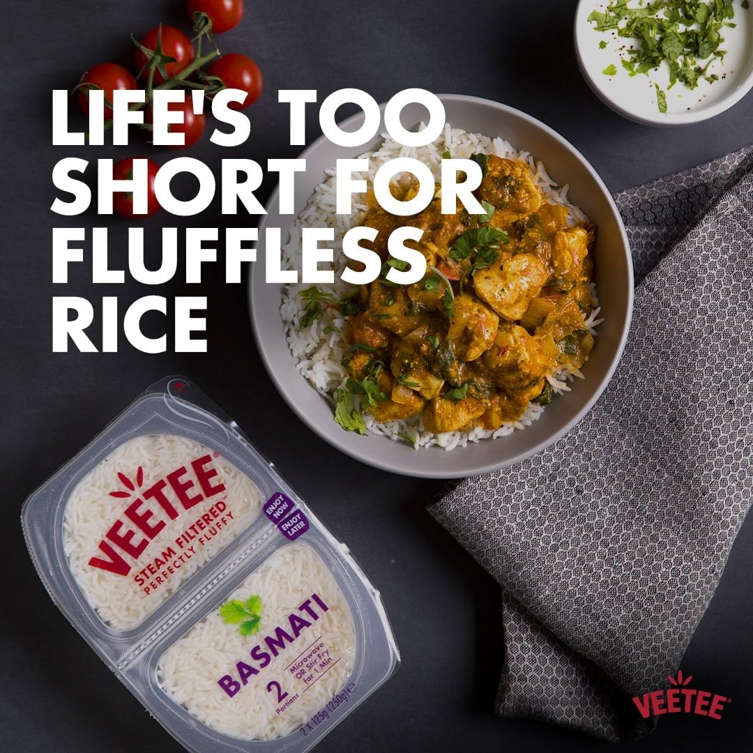 Veetee Microwavable Basmati Rice Twin Pot, 250g (Pack of 6)