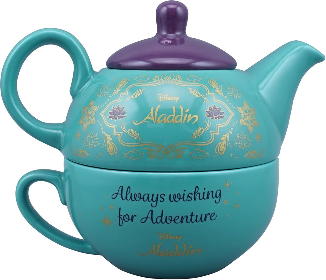 Disney - Aladdin Tea for One Set Black Teapot and Cup Set with Character Illustrations