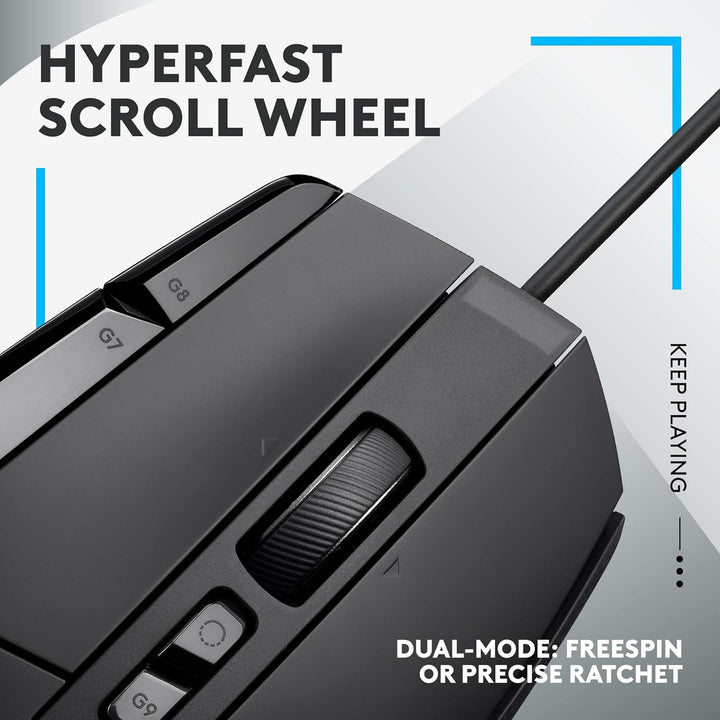 Logitech G G502 X Wired Gaming Mouse - Black with LIGHTFORCE Hybrid Optical-Mechanical Switches