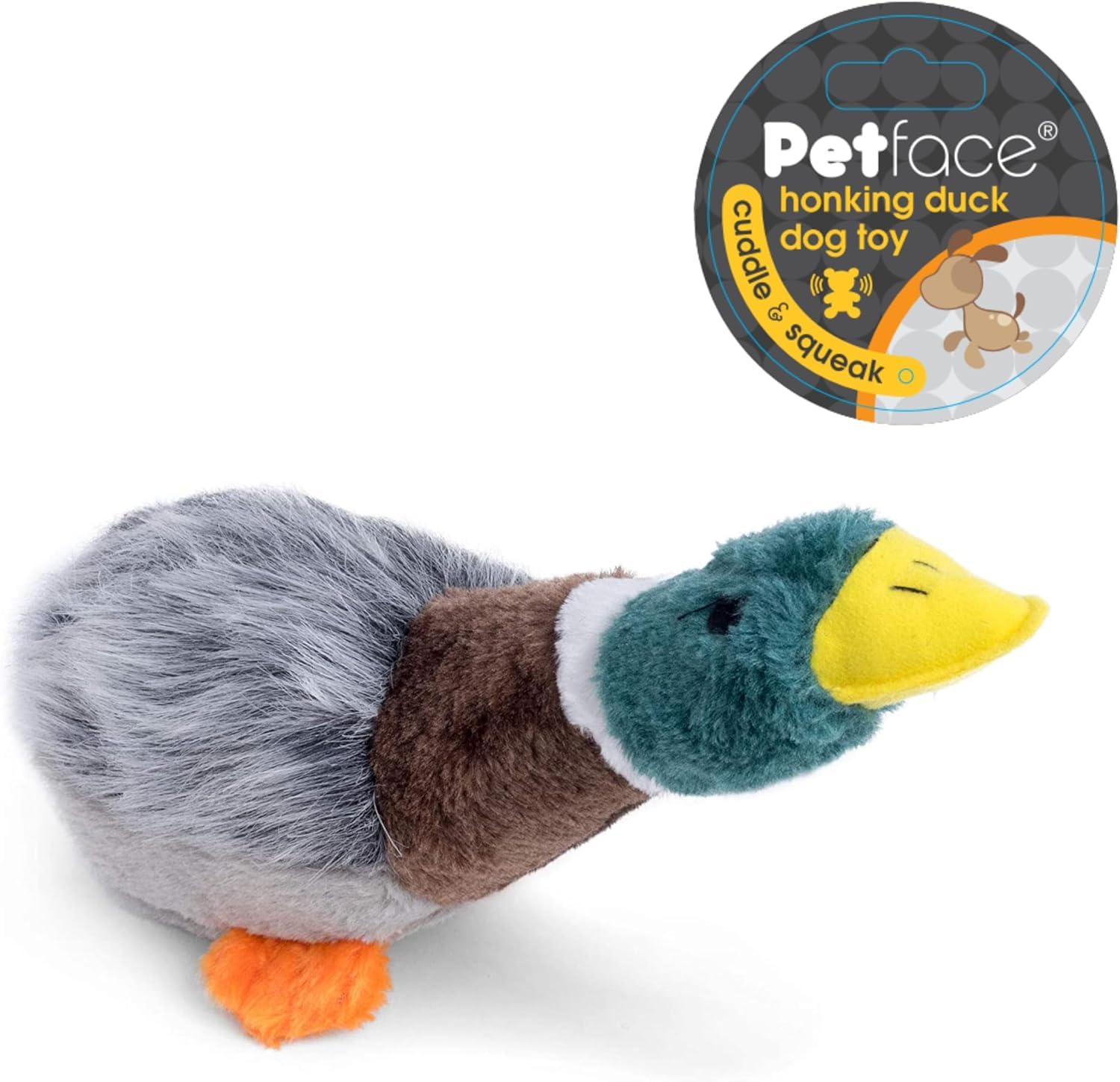 Petface Honking and Squeaky Duck Plush Dog Toy | Durable Material | Unscented