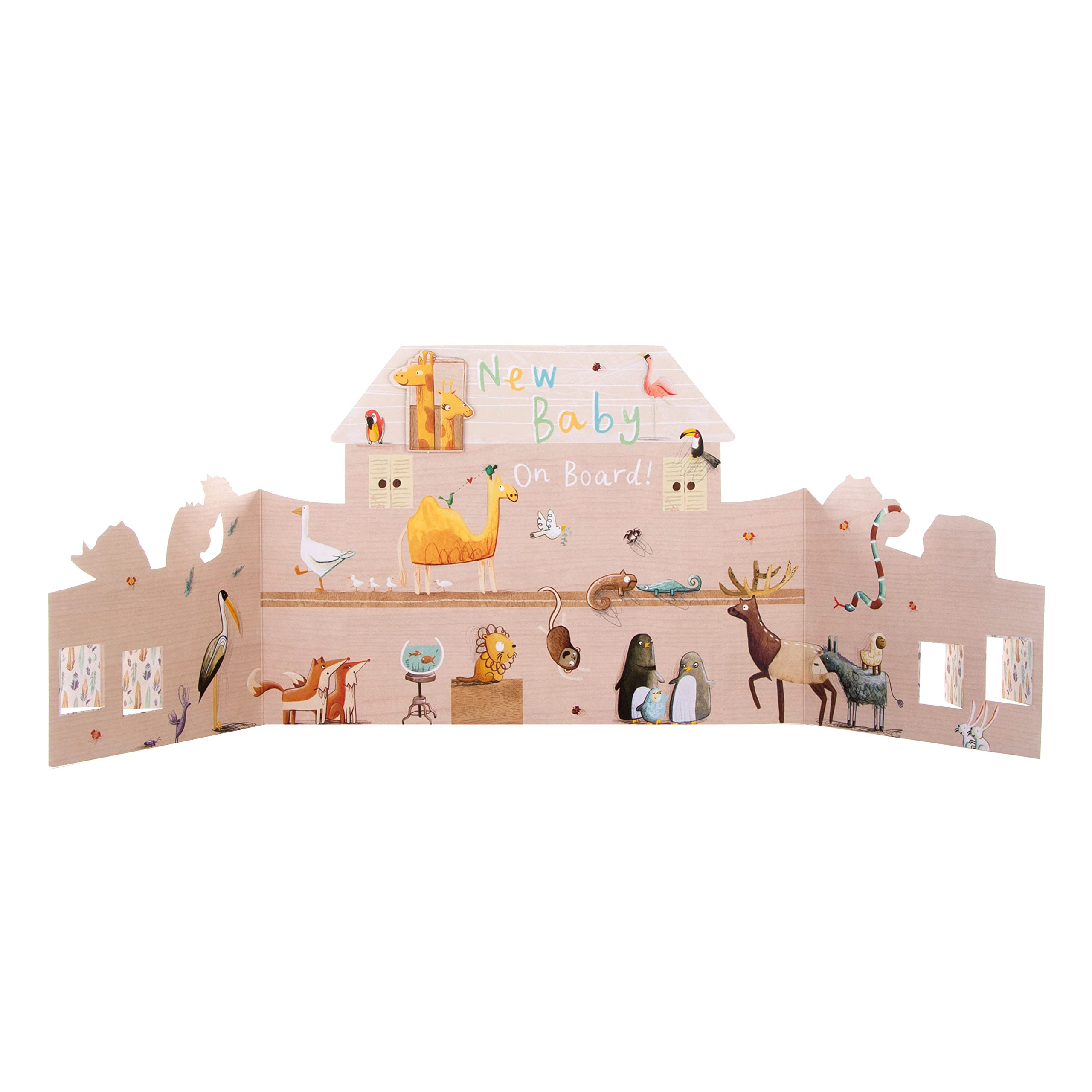 Hallmark New Baby Congratulations Card - 3D Fold-Out Animal Ark Design | 15.9cm x 22.8cm 5
