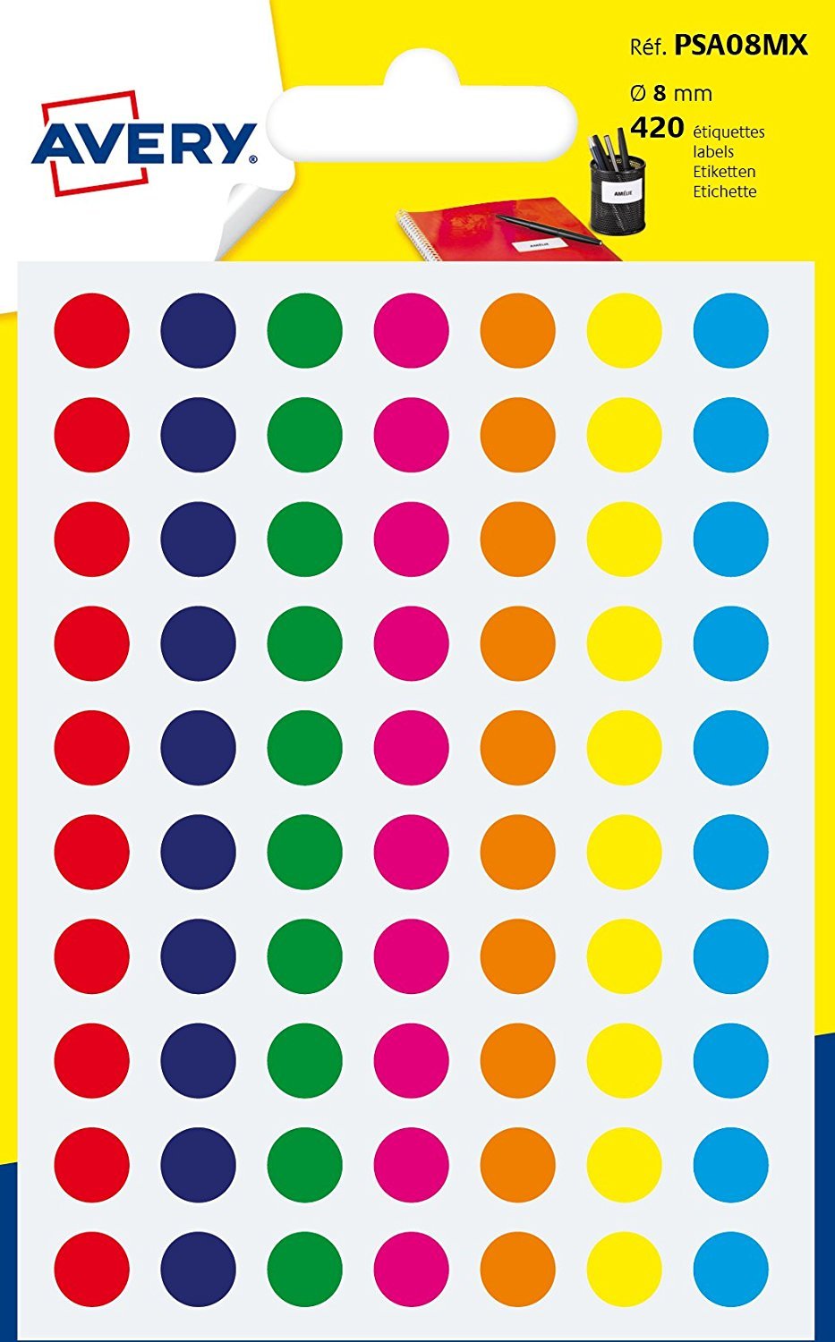 AVERY Colour-Coding Labels - 420 Assorted Colour Self-Adhesive Dots | 8 mm Diameter 1
