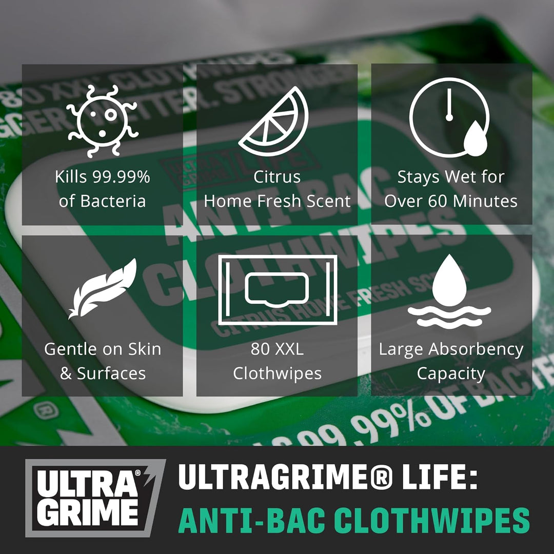 UltraGrime - Multi-Purpose Anti-Bacterial Cleaning Wipes 80-Pack