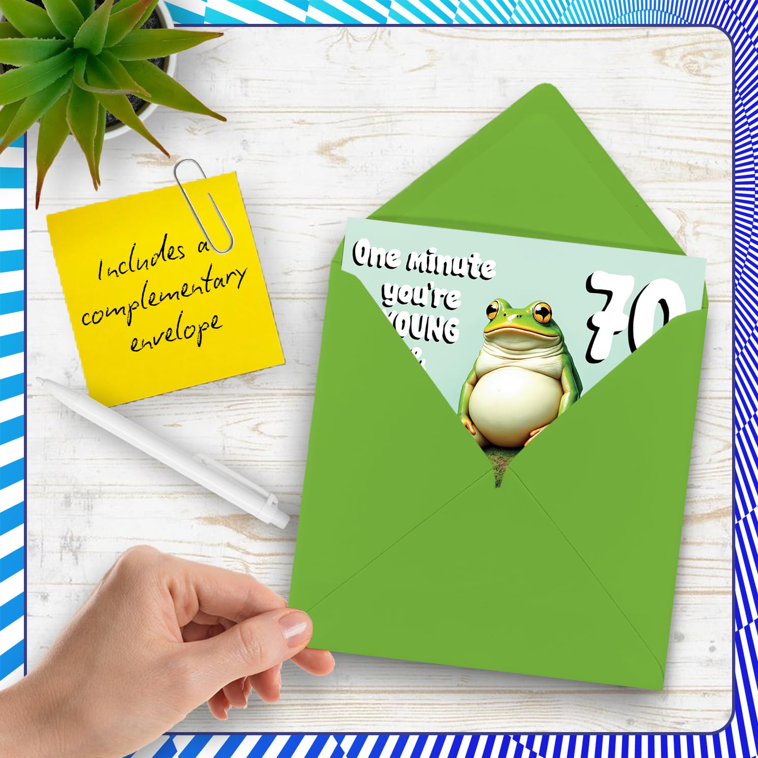 Stuff4 70th Birthday Card for Men & Women | Young and Fit Frog Design | 145mm Square Greeting Card 5