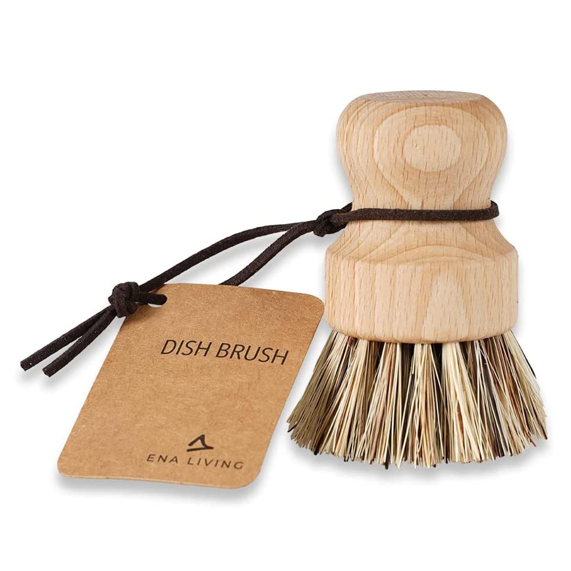 ENA Living - Wooden Pot Brush | FSC-Certified Beechwood with Coconut Fiber Bristles (9x6 cm) 1