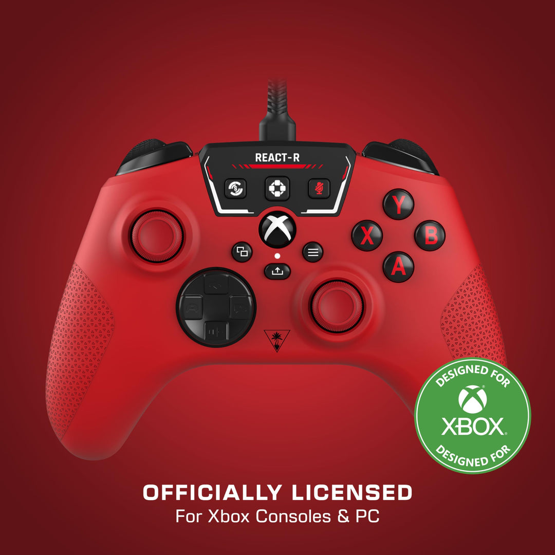 Turtle Beach REACT-R Red Wired Gaming Controller for Xbox Series X|S, Xbox One & PC - Officially Licensed