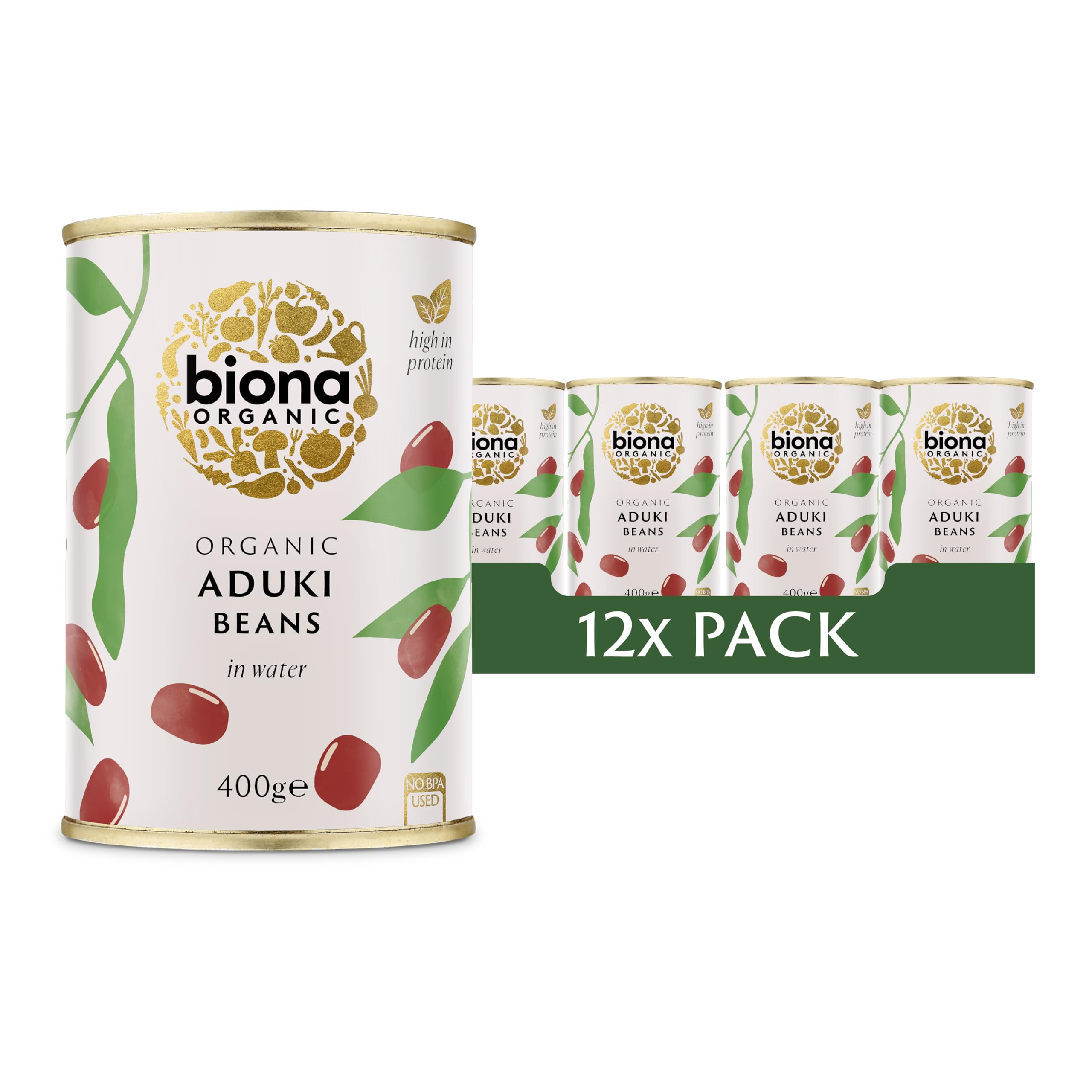 Biona Organic Aduki Beans in Water - 400g Can | Protein & Fibre Rich 1