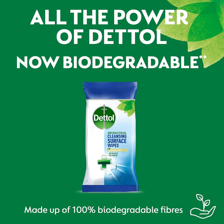 Dettol - Antibacterial Biodegradable Surface Cleaning Disinfectant Wipes 110 x 3