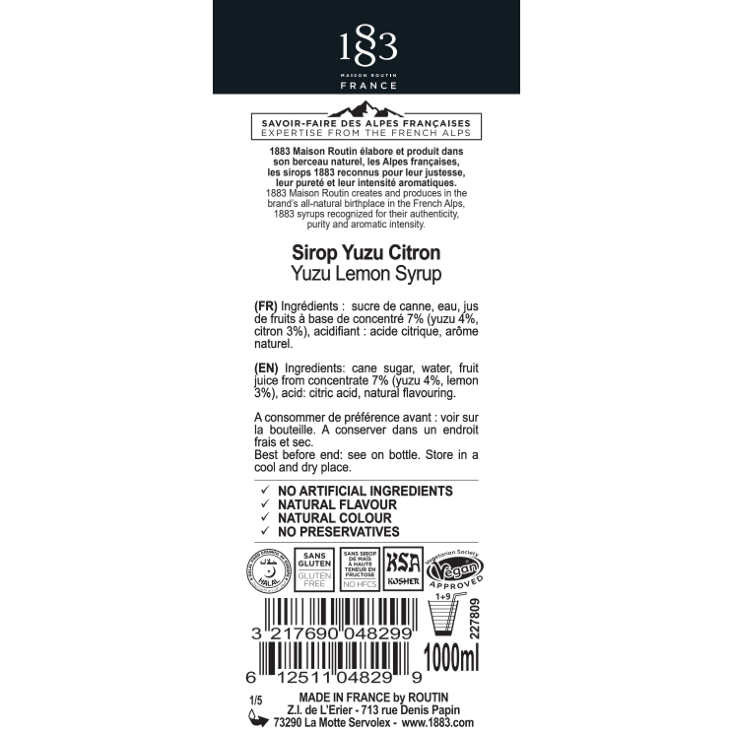 1883 MAISON ROUTIN Premium Yuzu Lemon Syrup - 1 L | Made in France 5