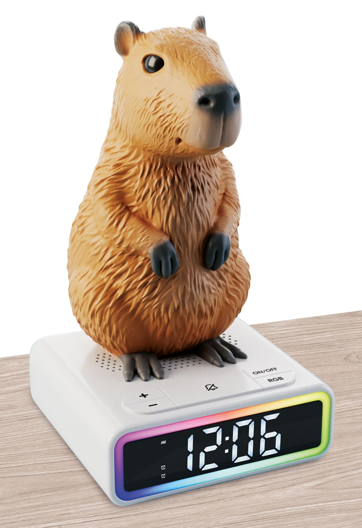 Lisciani Capybara RGB LED Digital Alarm Clock - Multicolor Mood Light, Funny Ringtones, Animal Design Night Light 1