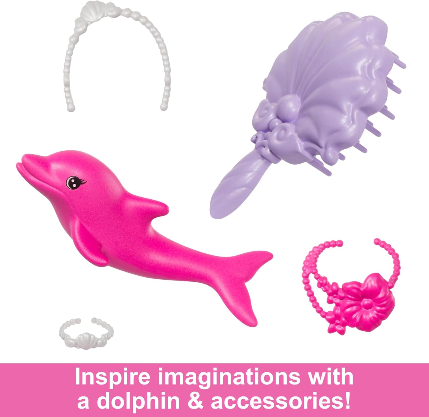Barbie Mermaid Doll - Brooklyn with Pink Hair, Styling Accessories & Pet Dolphin 5