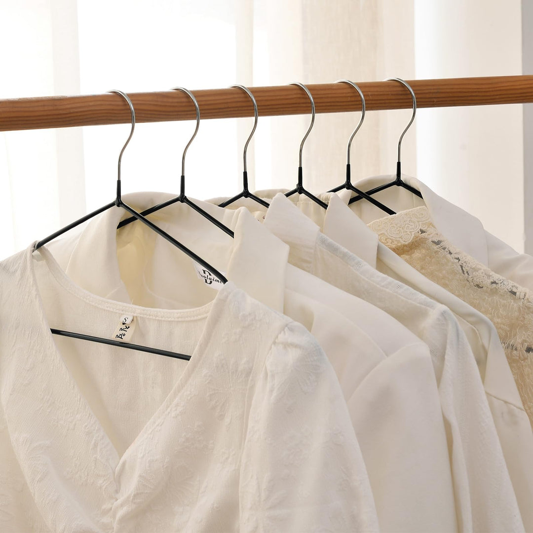 Rainberg - 25 Pack Rubber Coated Metal Hangers, Heavy Duty Space Saving