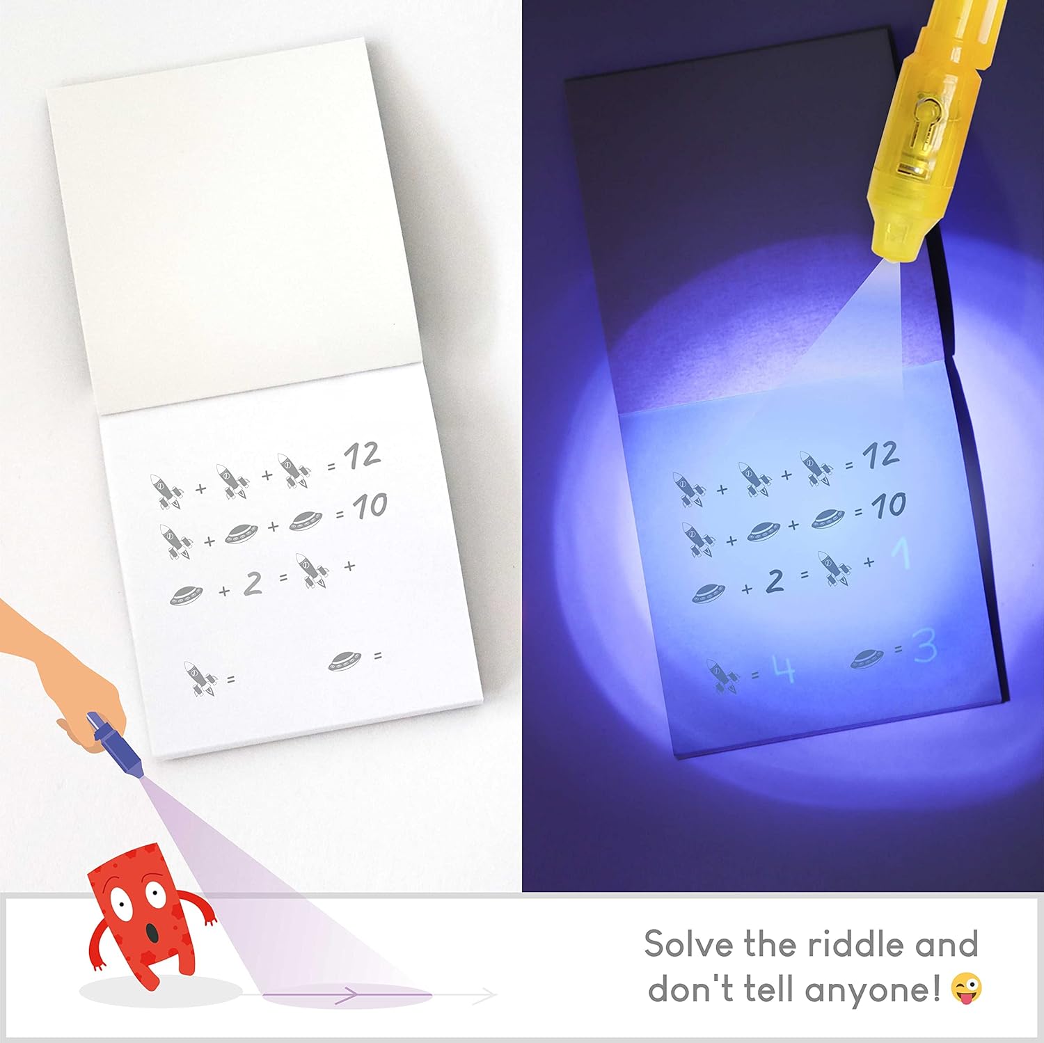 BONNYCO Invisible Ink Pen and Notebook Set - 16 Pack Space Party Bag Fillers with UV Light 3
