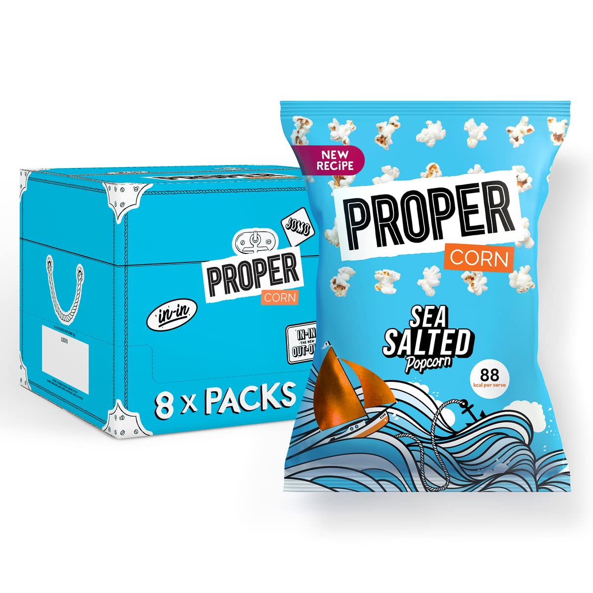 PROPER Lightly Sea Salted Popcorn - Natural Sea Salt Seasoning, Vegetarian Snack 1