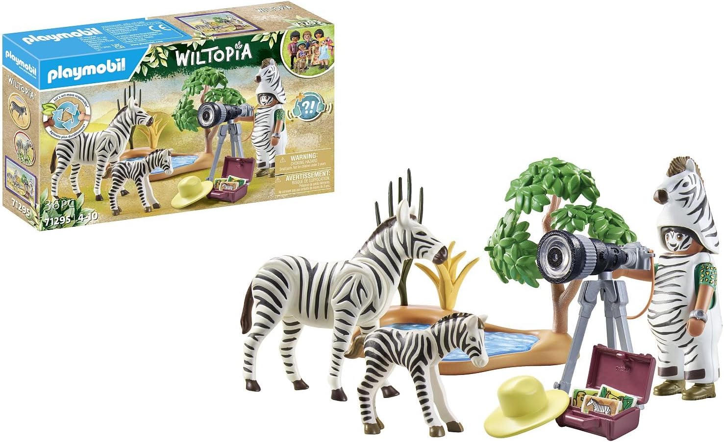 Playmobil 71295 Wiltopia Photographer with Zebras, exploring the animal kingdom, 1