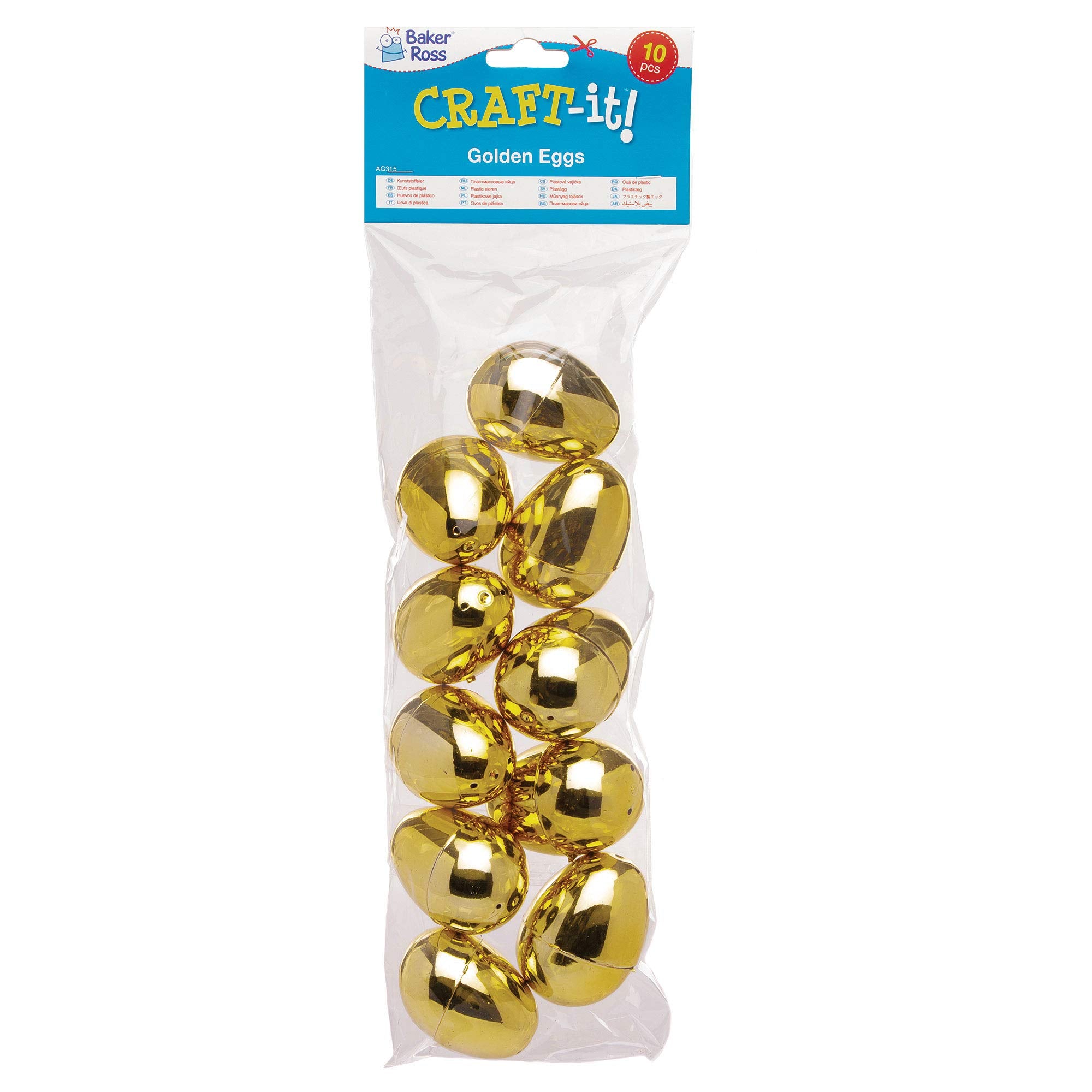 Baker Ross Golden 2-Part Hinged Eggs (10 Pack) | 6cm Plastic Fillable Party Favors 5