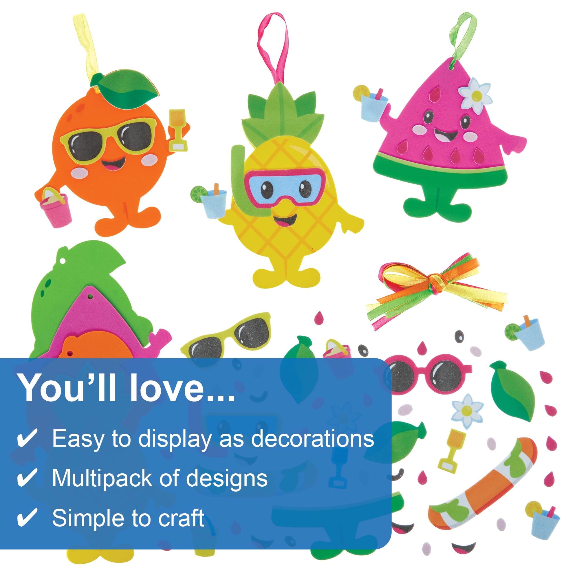 Baker Ross Summer Fruit Mix & Match Decoration Kits - Pack of 8 Foam Craft Kits 3