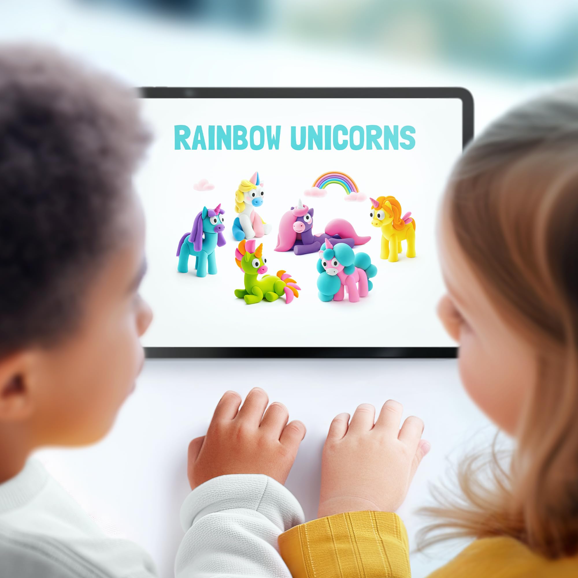 HEY CLAY Rainbow Unicorns Modelling Set - 6 Cans Air Dry Clay | Ages 3+ | Non-Toxic 3