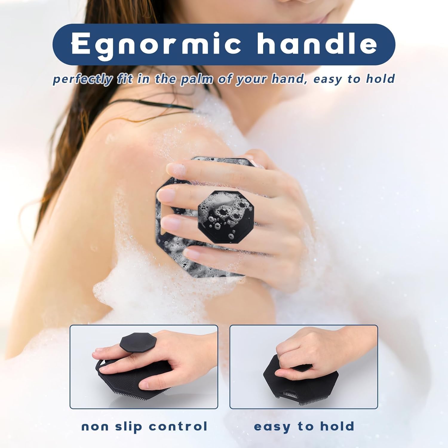Alyvisun Silicone Body Scrubber - Gentle Exfoliating & Massaging Brush | Black 6