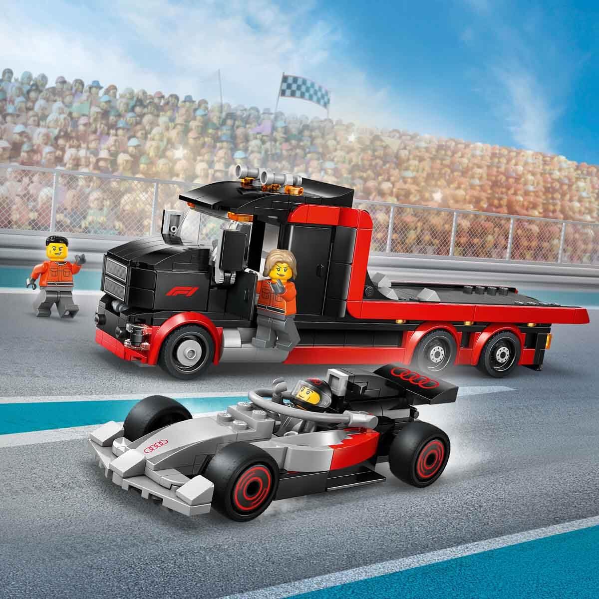 LEGO City F1 Display Truck with Audi F1 Race Car Model Kit | Ages 7+ | Model 60493