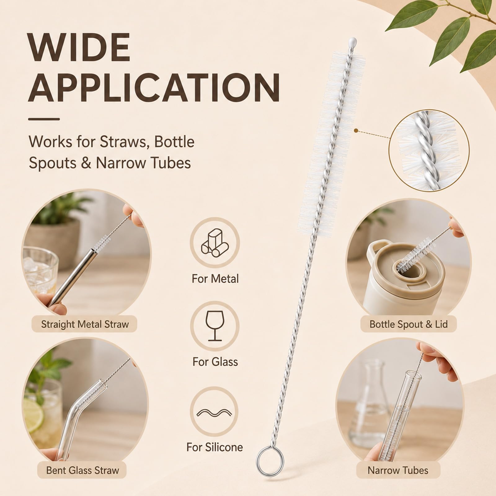 Admygo Bottle Brush - 10 Pcs Nylon Bristle Cleaner for Straws & Narrow Necks | 17.5cm Length 6