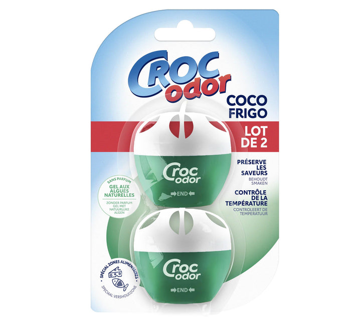 Croc Odor - Fridge Deodoriser Twin Pack, Unscented, Food Safe Formula with Natural Seaweed Extract