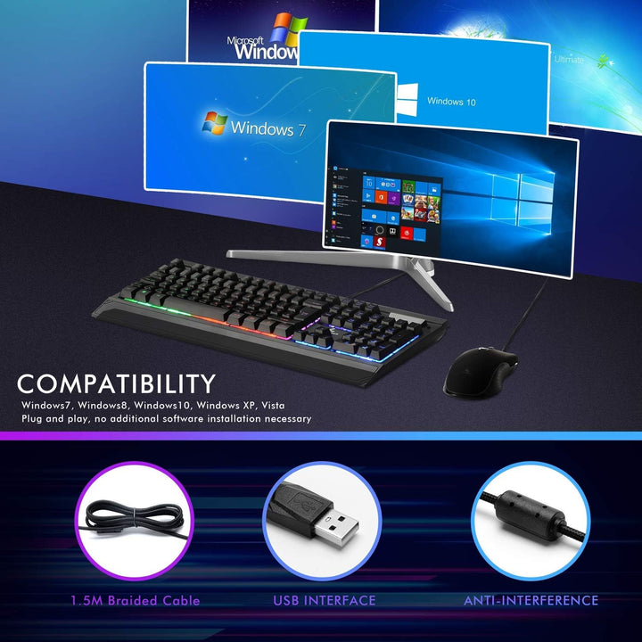 Lycander Gaming Mouse LMC380 - Wired Optical USB with 6400 DPI, 7 Buttons, RGB LED, 1.5M Cable