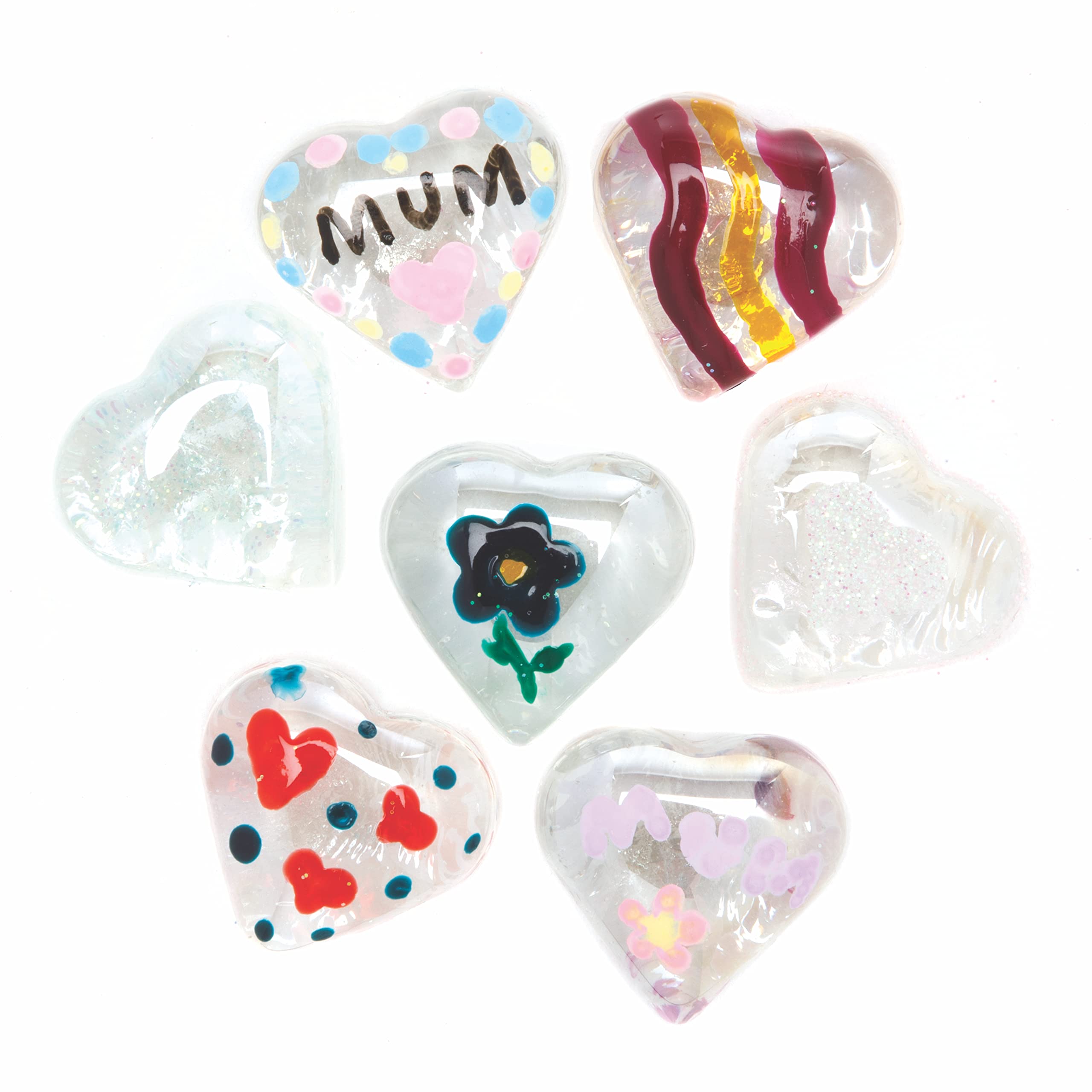 Baker Ross Heart Glass Painting Stones - Pack of 30 for Valentine's & Mother's Day Crafts | Approx. 25mm 3