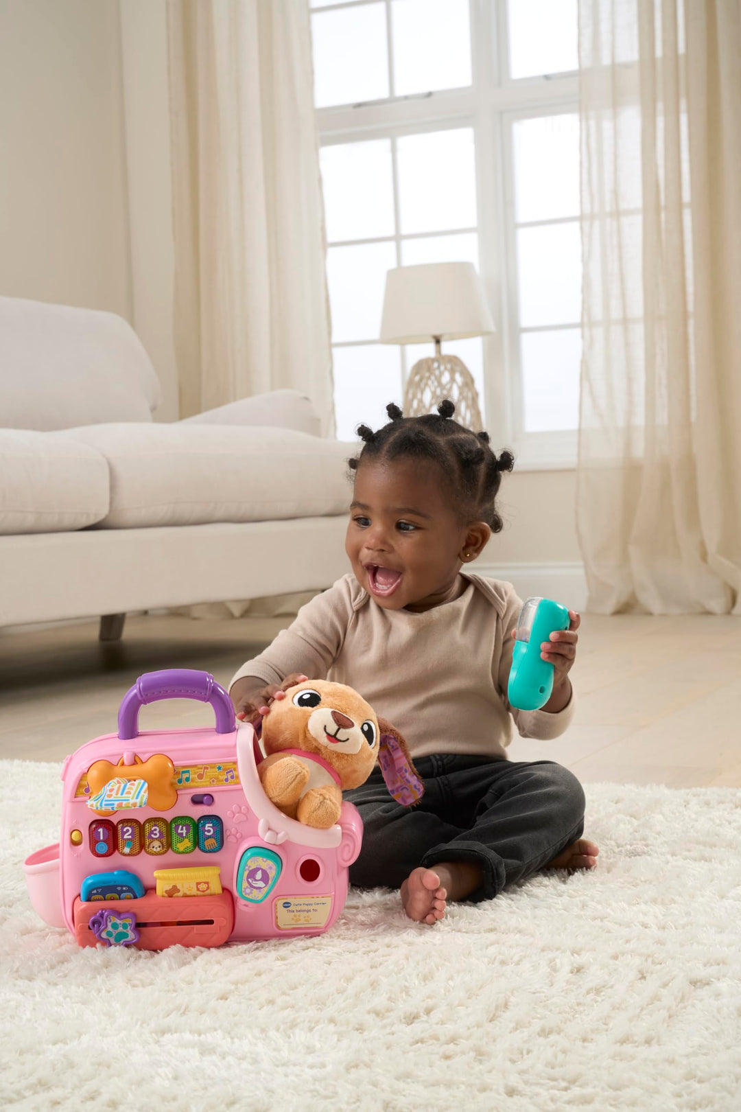 VTech Baby Cutie Puppy Carrier - Interactive Role-Play Toy for Toddlers 9M+