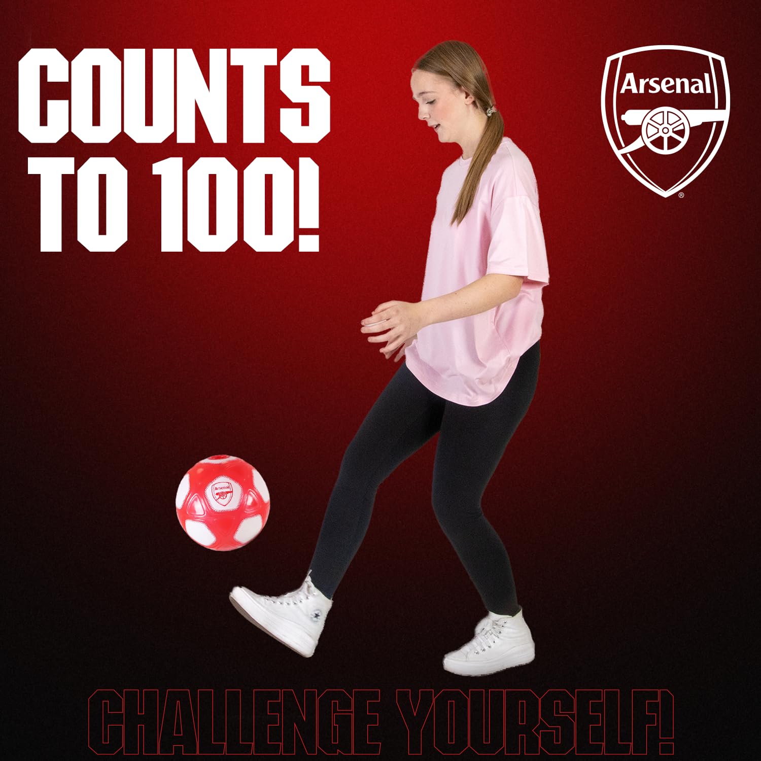 Smart Ball Arsenal Counter Ball - Keepy Uppy Counting with Lights & Sound | PVC Resin | Red