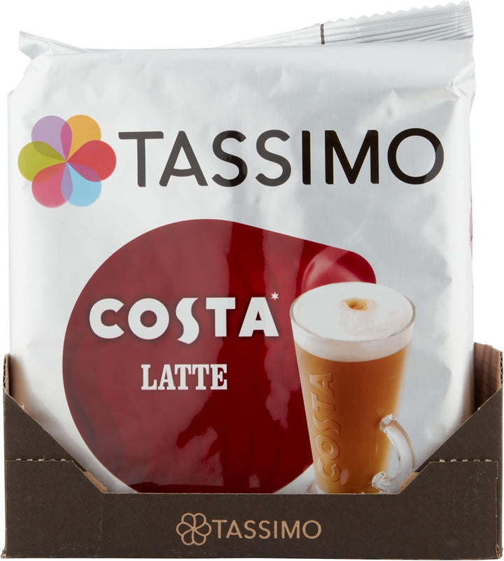 Tassimo Costa Latte Medium Roast Coffee Pods (Pack of 5, 40 Drinks Total)