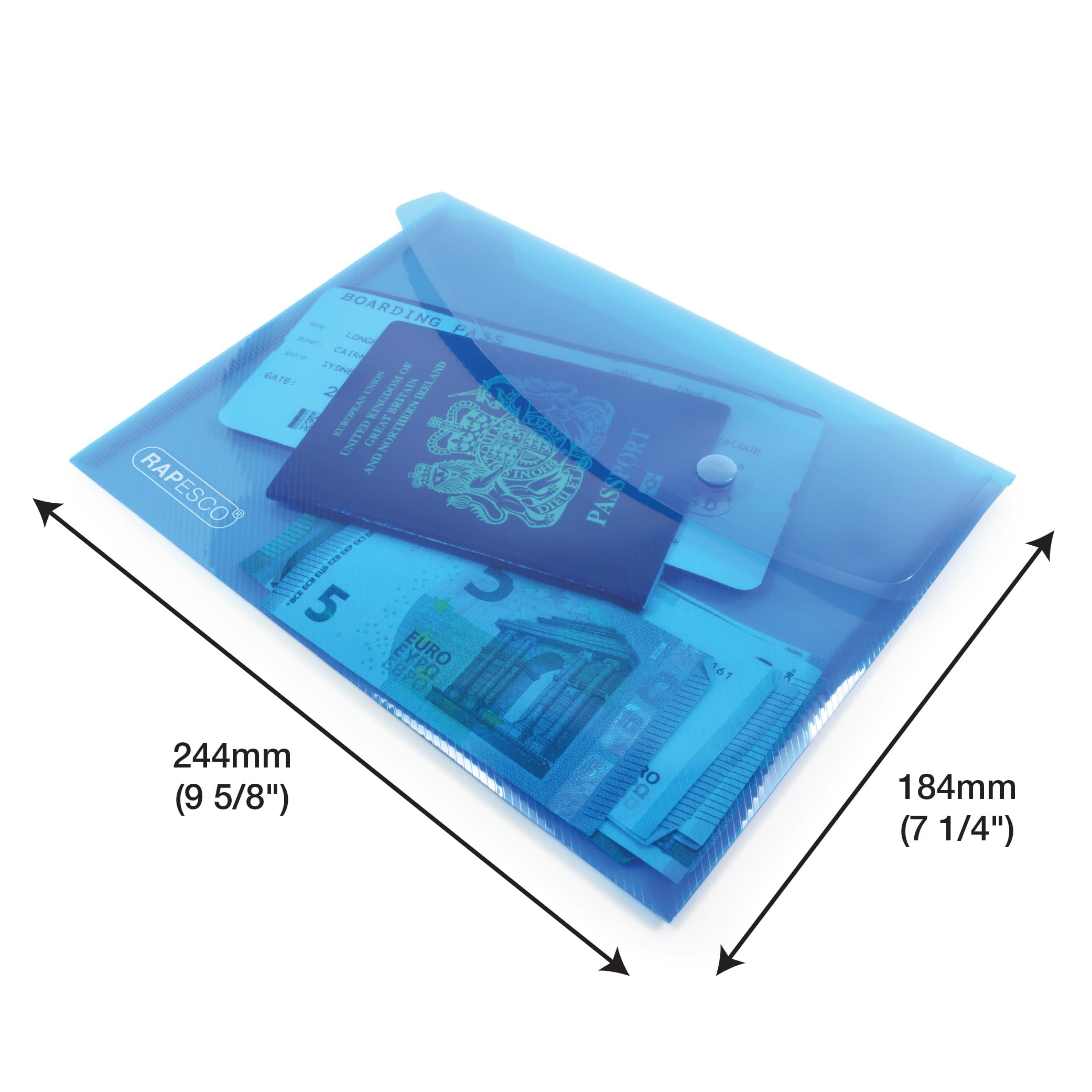 RAPESCO A5 Bright Transparent Popper Wallet - 75 Sheet Capacity | Pack of 25 | 100% Recycled PP 5