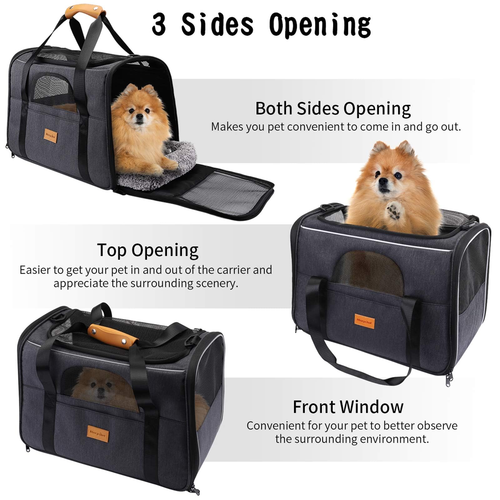 morpilot Airline Approved Soft-Sided Pet Carrier - Durable Polyester, Up to 9kg | Grey 4