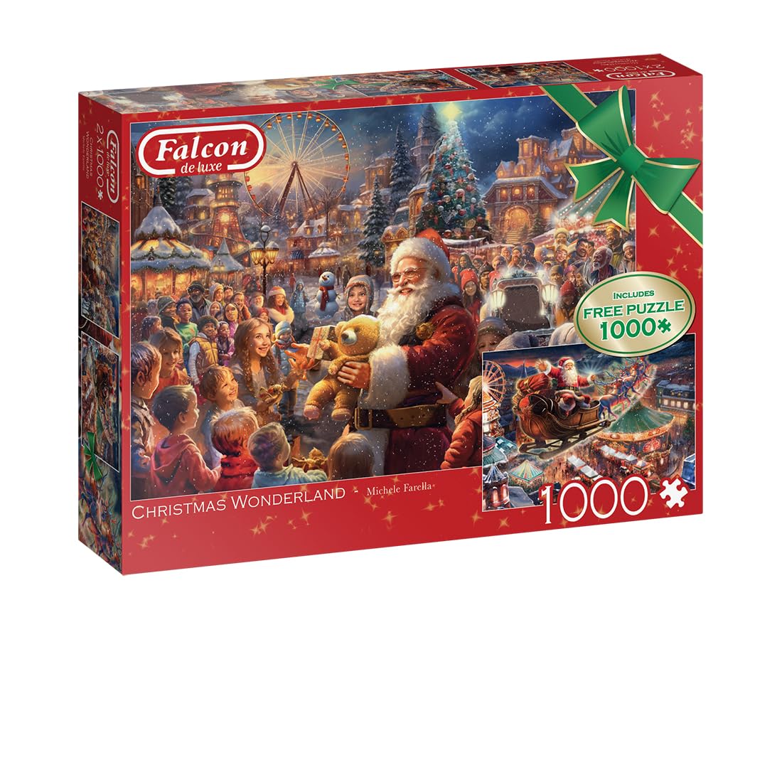 Falcon Christmas Wonderland - 2 x 1000 Piece Jigsaw Puzzle for Adults - Illustrated by Michele Farella 9