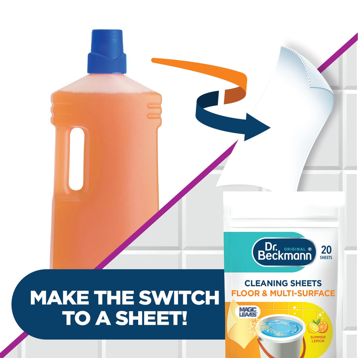 Dr. Beckmann Floor & Multi-Surface Cleaning Sheets - Ultra-Concentrated Magic Leaves with Summer Lemon Scent
