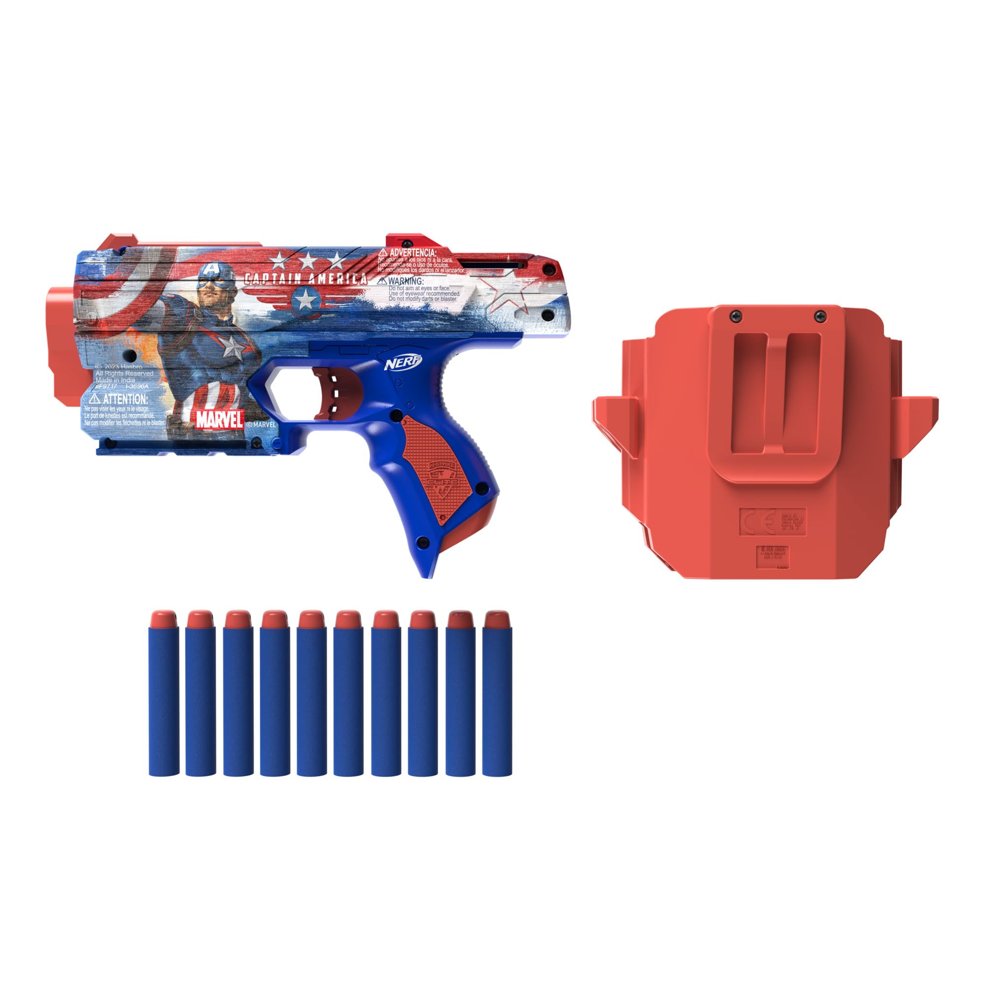 Nerf Marvel Captain America Dart Blaster - Includes Holster & 10 Elite Darts | Ages 8+ 5