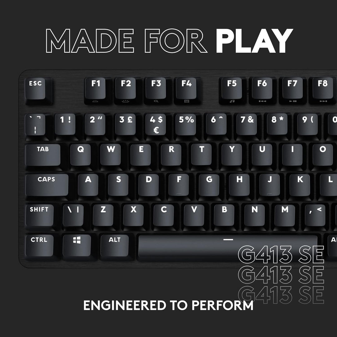 Logitech G413 SE Full-Size Mechanical Gaming Keyboard - Black Backlit Wired Keyboard with Tactile Switches