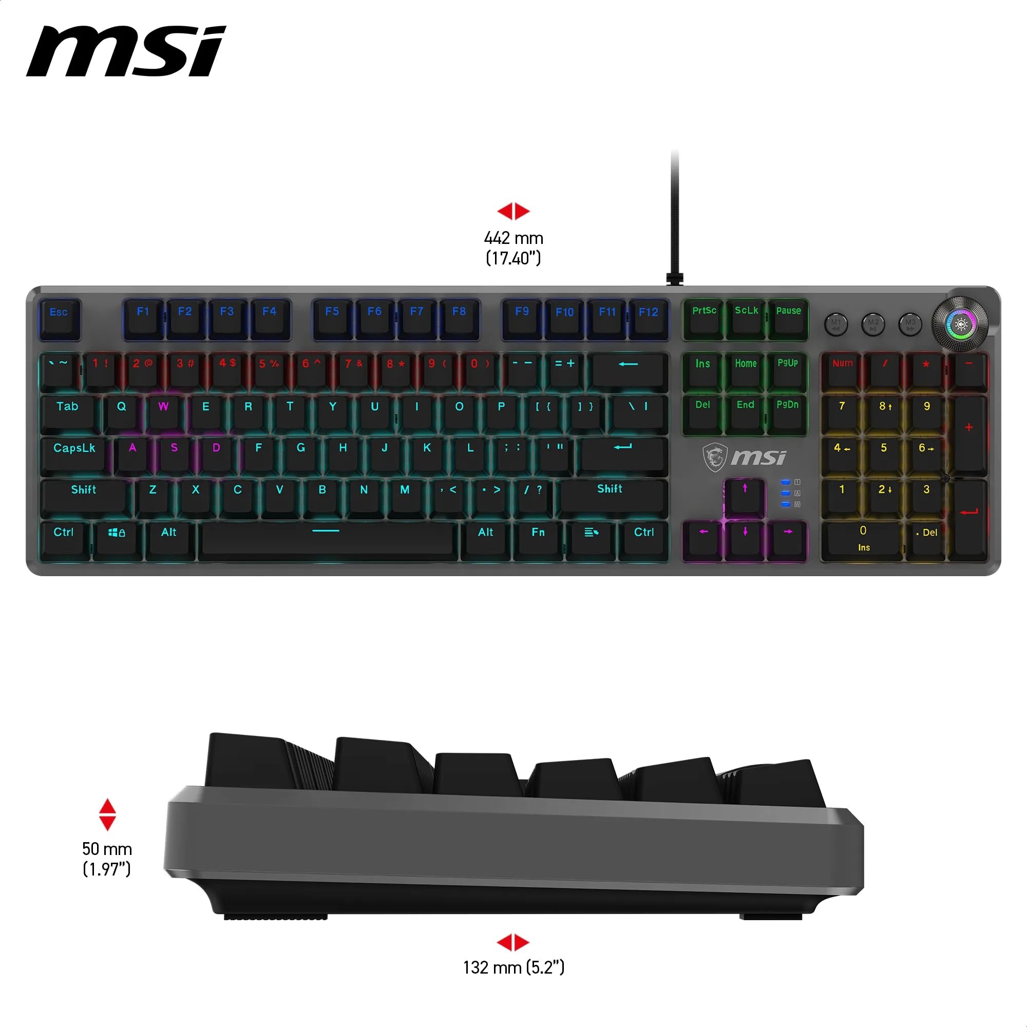 MSI FORGE GK310 Mechanical Gaming Keyboard - Red Switches | Hot-Swappable | RGB Backlighting 6