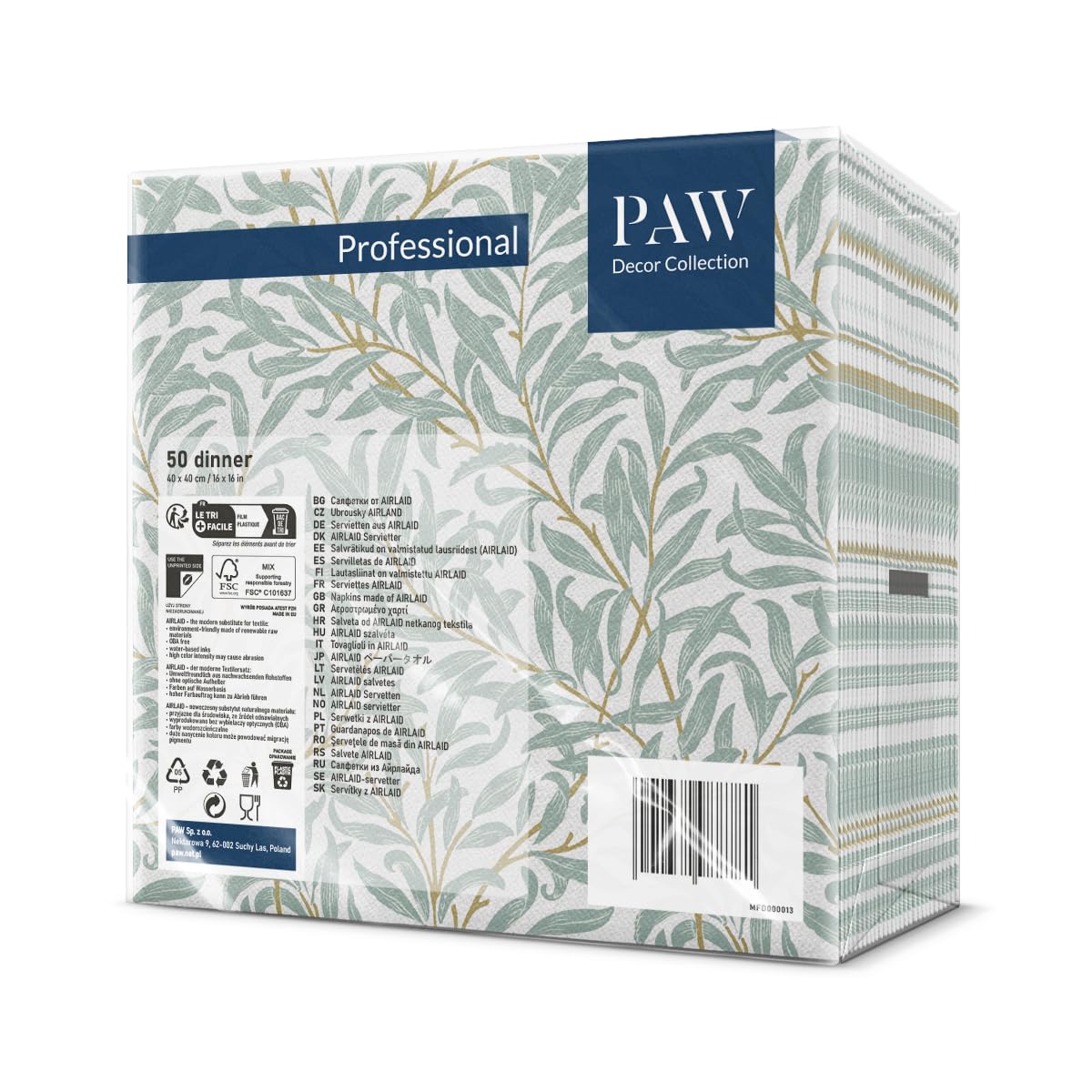 PAW Cloth-Like Airlaid Napkins 40 x 40 cm | 50 Pieces | Willow Branch 4