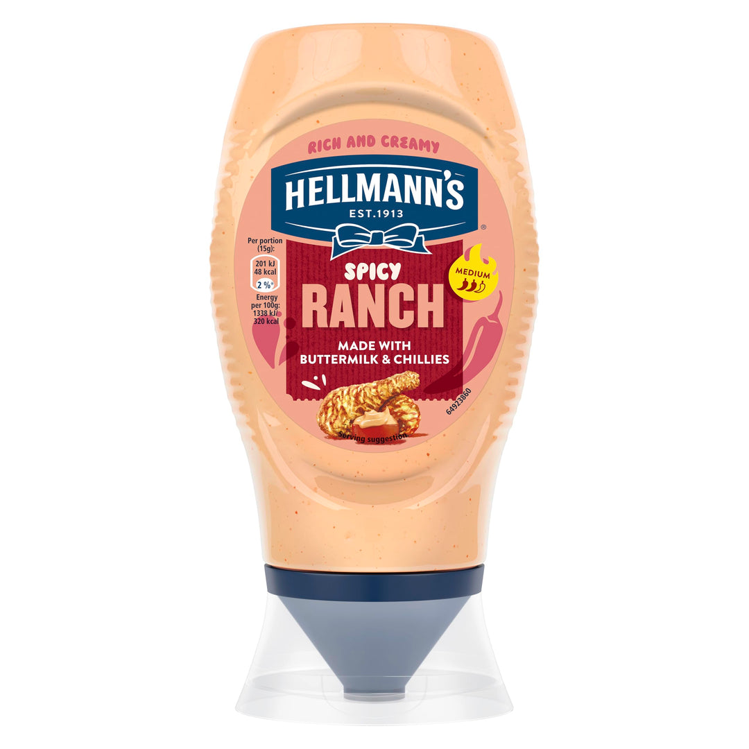 Hellmann's Spicy Ranch Sauce - Creamy Buttermilk & Chilli Sauce, 100% Recyclable Bottle
