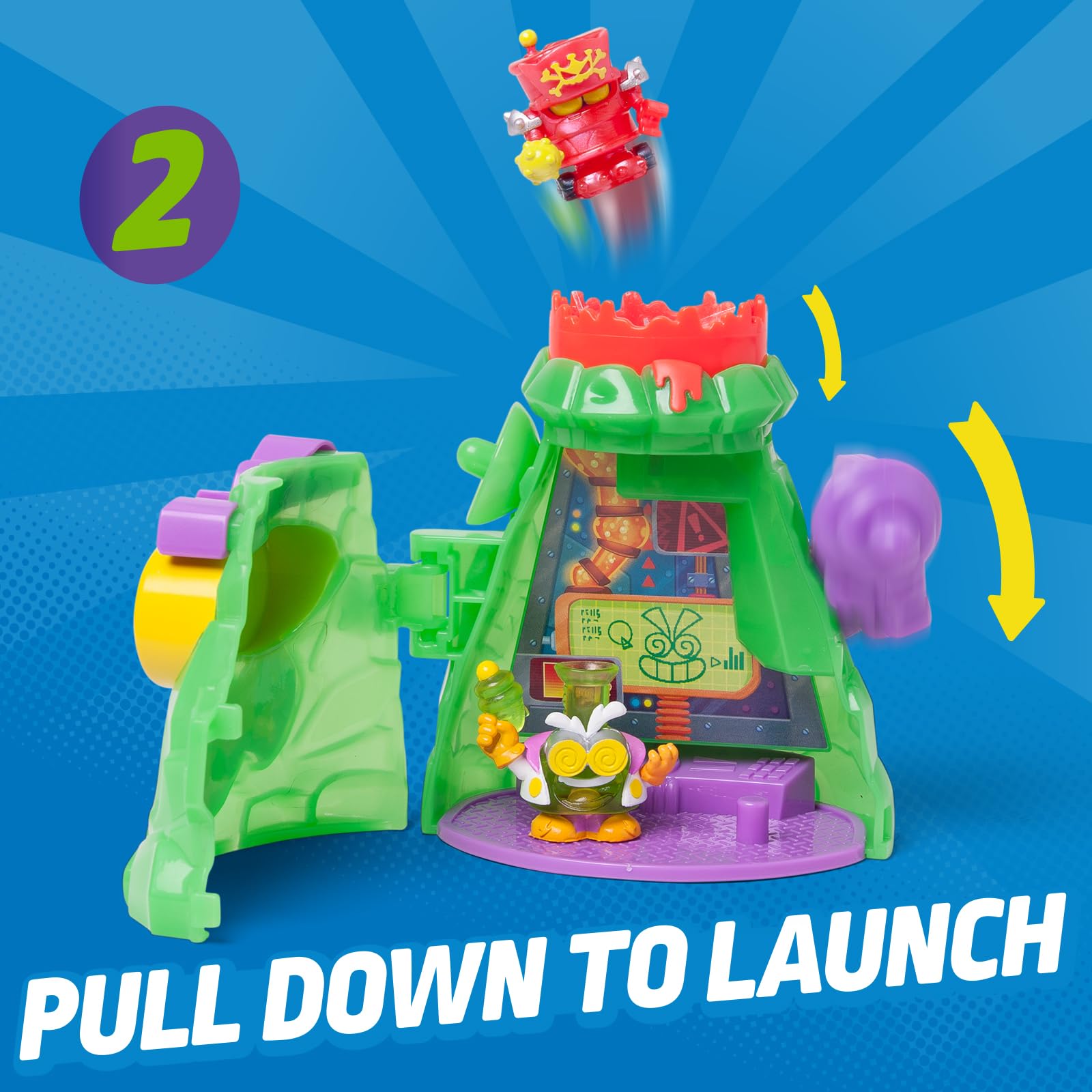 SUPERTHINGS RIVALS OF KABOOM Professor K's Hidden Volcano Base Playset | Includes 2 Exclusive Figures 7